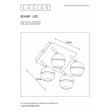 BINARI - Stropný reflektor - LED 4x 5W 2700K  L30 W34 H14